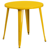 Flash Furniture CH-51090-29-YL-GG 30'' Round Metal Indoor-Outdoor Table in Yellow